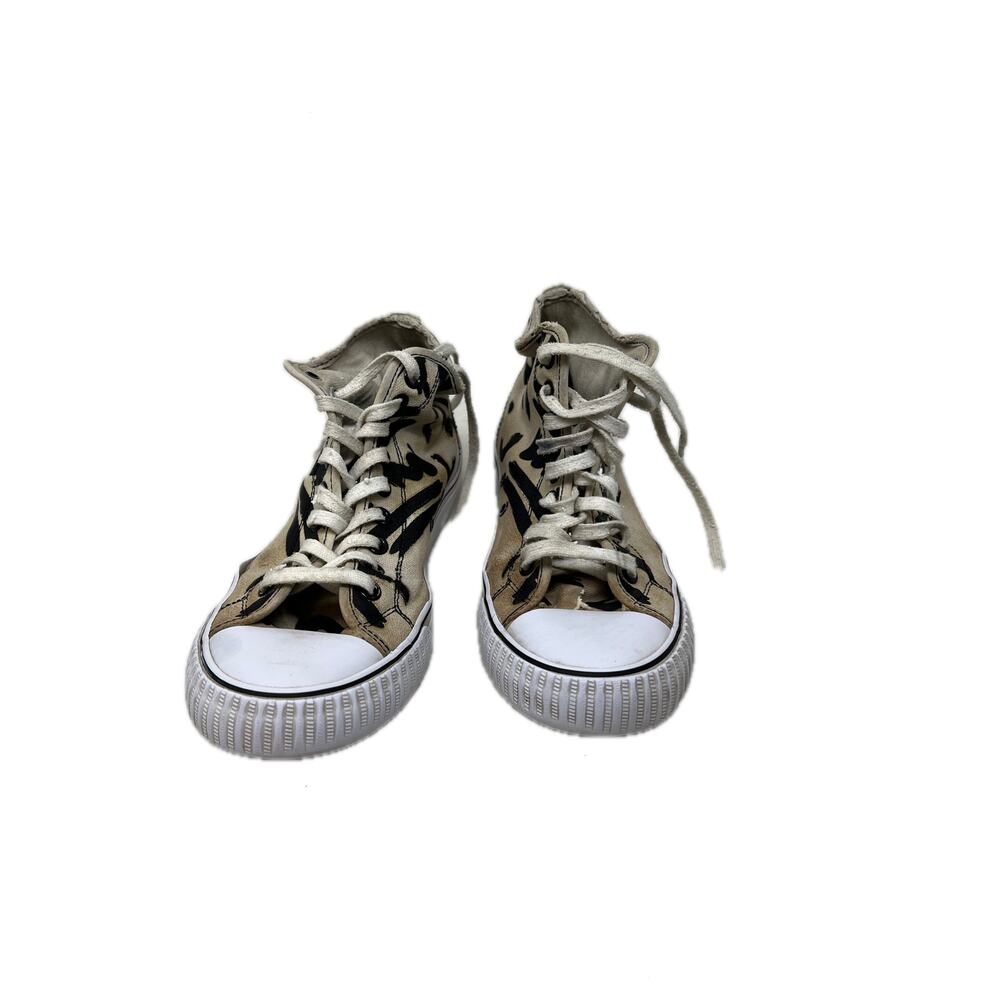 PF Flyers White Graffiti High Top Canvas Sneakers Mens 7.5